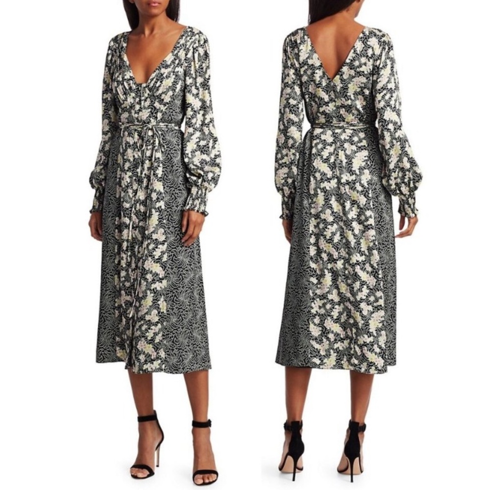 CINQ A SEPT - Jessica Mixed Floral Midi Dress / Size 2